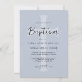 Invitation Croix Bleue moderne Baptême bébé avec photo (Devant)