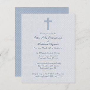 Invitation Croix Bleue Pastel Communion
