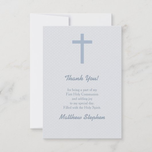 Invitation Croix Bleue Pastel Communion (Devant)