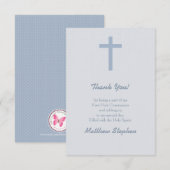 Invitation Croix Bleue Pastel Communion (Devant / Derrière)