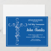 Invitation Croix Bleue Première communion sainte (Devant / Derrière)