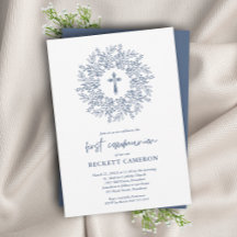 Croix Bleue Religieuse Moderne Première Communion