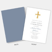 Invitation Croix Bleue Religieux Garçon Première Communion Sa