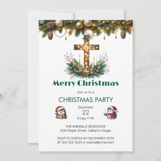 Invitation Croix brillante | Noël chrétien (Devant)