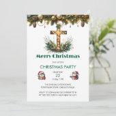 Invitation Croix brillante | Noël chrétien (Debout devant)