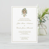 Invitation Croix catholique Eucharistie Mariage floral (Debout devant)