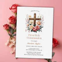 Croix catholique florale Première communion sainte