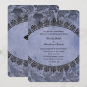 Invitation Croix catholique Vintage bleue (Devant / Derrière)