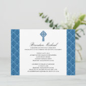 Invitation Croix celtique Damask Première communion (Debout devant)