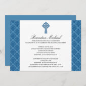 Invitation Croix celtique Damask Première communion (Devant / Derrière)