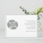 Invitation Croix celtique en argent et blanc (Debout devant)