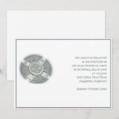 Invitation Croix celtique en argent et blanc (Devant / Derrière)
