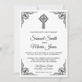 Invitation Croix celtique noire et blanche (Devant)