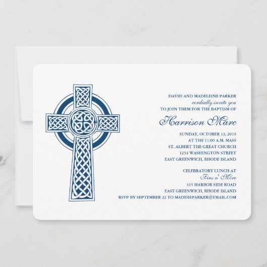 Invitation Croix celtique Première communion sainte Invitatio (Devant)