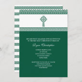 Invitation Croix celtique verte Première communion sainte Inv (Devant / Derrière)