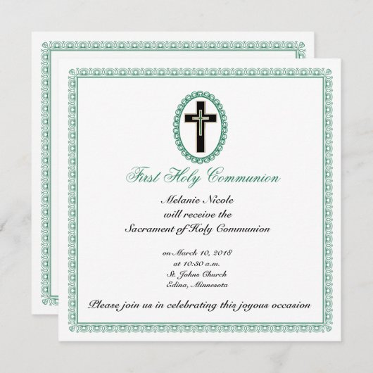 Invitation Croix chrétienne (Devant / Derrière)