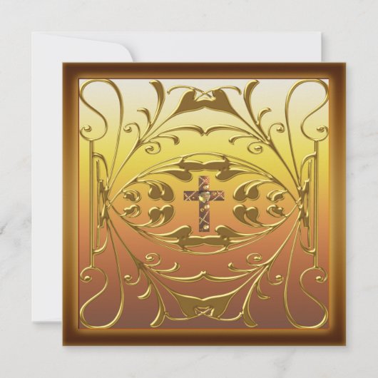 Invitation Croix chrétienne 50e anniversaire de Mariage Inv (Devant)