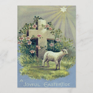 Invitation Croix chrétienne agneau étoile