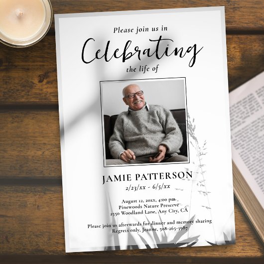 Invitation Croix chrétienne Célébration de la vie Photo Funér