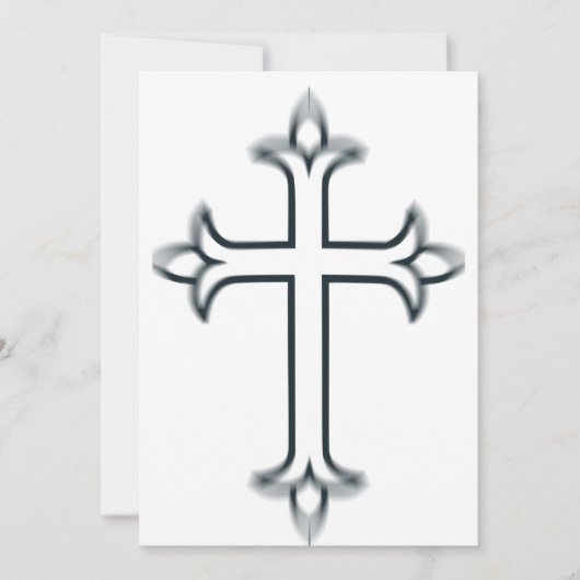Invitation Croix Chrétienne Classique Art Minimaliste Fin (Devant)