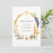 Invitation Croix chrétienne  Couronne de Pâques Brunche catho (Debout devant)