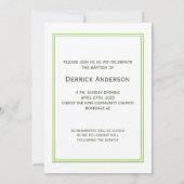 Invitation Croix chrétienne de baptême en vert (Dos)