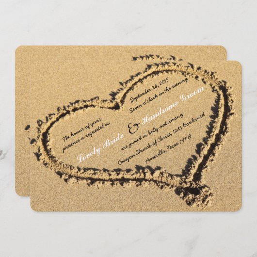 Invitation Croix chrétienne de Beach Sand (Devant / Derrière)