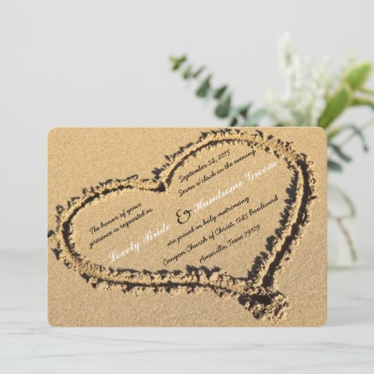 Invitation Croix chrétienne de Beach Sand (Debout devant)