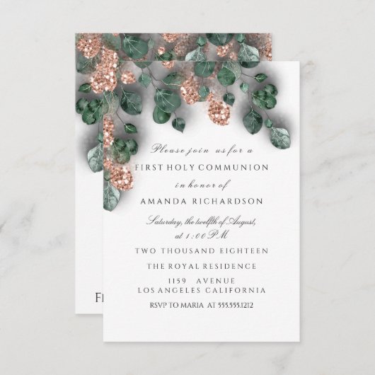 Invitation Croix chrétienne de la première Rose blanche (Devant / Derrière)