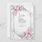 Invitation Croix chrétienne rose grise et Mariage de la Bible (Dos)