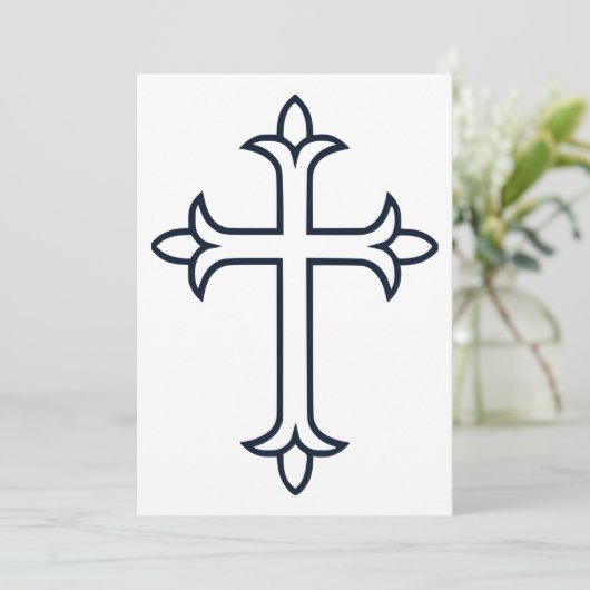 Invitation Croix chrétienne typique (Debout devant)