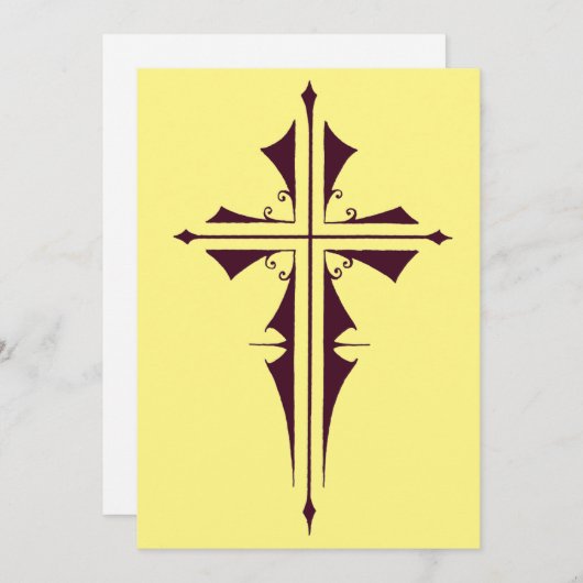 Invitation Croix chrétienne violette (Devant / Derrière)