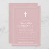 Invitation Croix classique élégante de la première communion (Devant / Derrière)