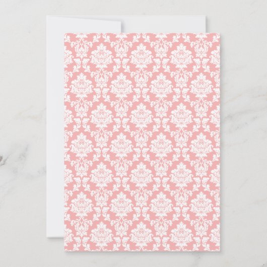 Invitation Croix Damas Rose Baptême Ou Baptême (Dos)