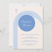 Invitation Croix d'Arc Beige Beige Beige moderne Baptême (Devant)