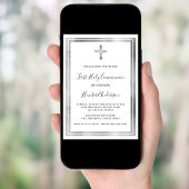 Invitation Croix d'argent blanc de la première communion