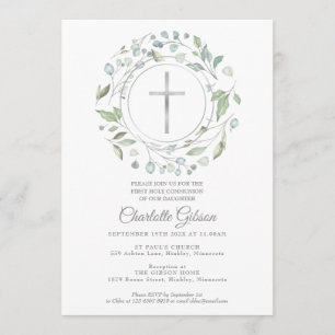 Invitation Croix d'argent de la première sainte communion