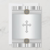 Invitation Croix d'argent d'or Filles première communion (Dos)