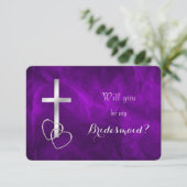 Invitation Croix d'Argent Violet Serez-Vous Ma Femme D'Épouse (Debout devant)