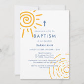 Invitation Croix de baptême du soleil rétro moderne (Devant)