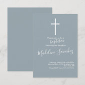 Invitation Croix de baptême simple Dédicace de bébé (Devant / Derrière)