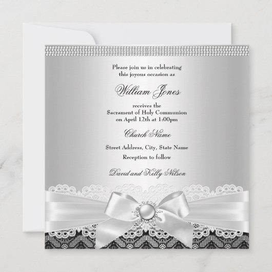Invitation Croix de Bijoux en argent Garçon première communio (Dos)