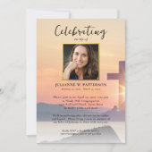 Invitation Croix de bois du coucher du soleil Fête de la vie (Devant)