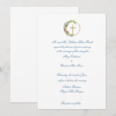 Invitation Croix de bois traditionnel Floral (Devant / Derrière)