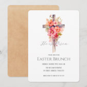 Invitation Croix de brunch de Pâques florale (Devant / Derrière)