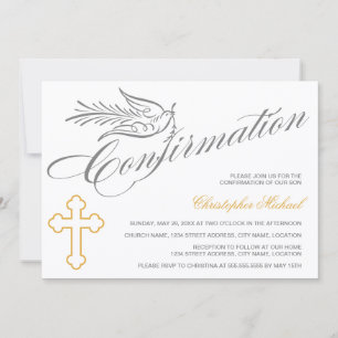 Invitation Croix de calligraphie élégante et confirmation de 
