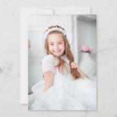 Invitation Croix de couronne florale Photo Girl First Communi (Dos)