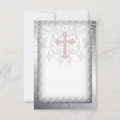 Invitation Croix de Damas rose Première communion (Dos)