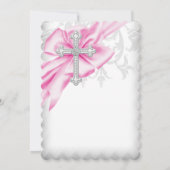 Invitation Croix de Damas rose Première communion (Dos)