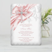 Invitation Croix de Damas rose Première communion (Debout devant)